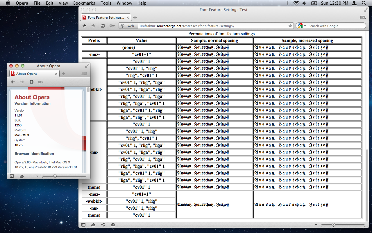 Font Feature Settings Test